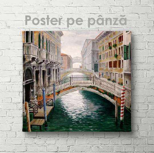Постер - Узкая улица в Венеции, 40 x 40 см, Холст на подрамнике, Живопись