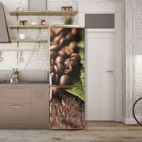 Stickere 3D pentru uși, Boabe de cafea naturală, 60 x 90cm