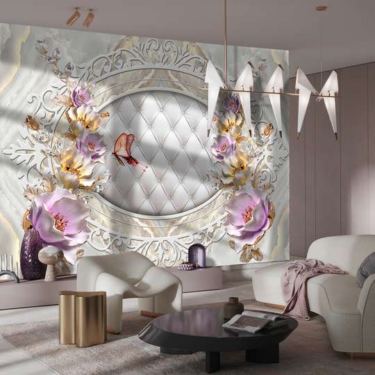 Wall Mural - Porcelain flowers on a light background