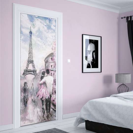 3Д наклейка на дверь, Париж, 60 x 90cm, Наклейка на Дверь
