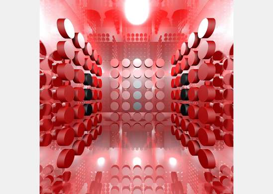 Fototapet - Coridorul roșu cu sfere pe pereți