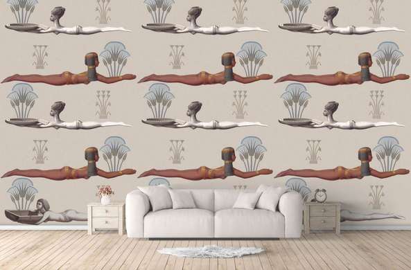 Wall Mural - Egyptian women on a beige background