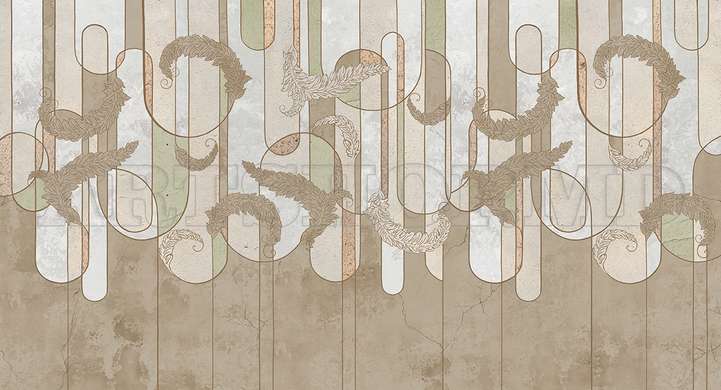 Wall mural - Abstraction in pale shades with leaves