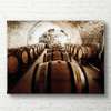 Poster - Barrels in a wine cellar, 90 x 60 см, Framed poster on glass, Interior