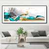 Poster - Golden deer on an abstract background, 90 x 30 см, Canvas on frame
