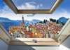 Wall Mural - Window overlooking a mountain town