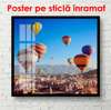 Poster - Balloons in the sky, 100 x 100 см, Framed poster on glass, Nature