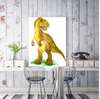 Постер - Динозавр в акварели 4, 60 x 90 см, Постер на Стекле в раме, Для Детей