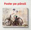 Poster - Fotografia unui copil pe bicicletă, 90 x 60 см, Poster înrămat, Vintage