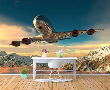 Wall Mural - Airplane in the mountains