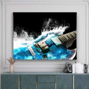 Poster - Blue guitar, 90 x 60 см, Framed poster, Music