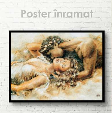 Poster - Kisses, 90 x 60 см, Framed poster on glass, Nude