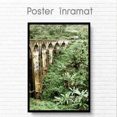 Постер - Мост в джунглях, 60 x 90 см, Постер на Стекле в раме, Природа