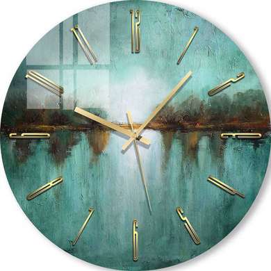Glass clock - Turquoise Landscape, 40cm