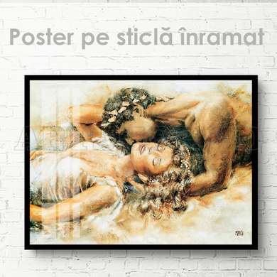 Poster - Kisses, 90 x 60 см, Framed poster on glass, Nude