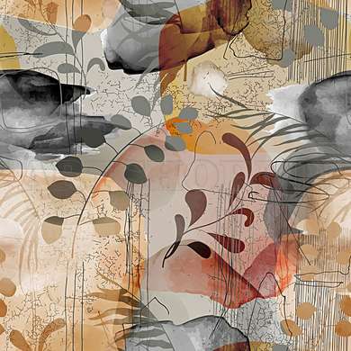 Wall mural - Gray leaves and modern abstraction