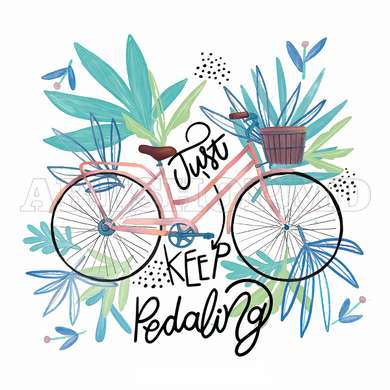 Poster - Just Keep Pedaling, 40 x 40 см, Canvas on frame, Quotes