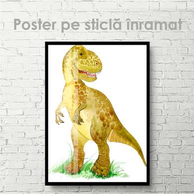 Poster - Dinozaur în acuarelă 4, 60 x 90 см, Poster inramat pe sticla