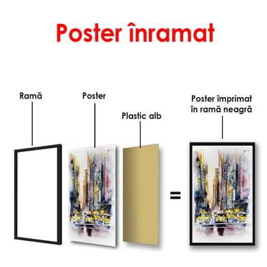 Постер - Акварельный город, 60 x 90 см, Постер в раме, Города и Карты