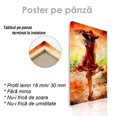 Poster - Fată în rochie de vară, 30 x 90 см, Panza pe cadru