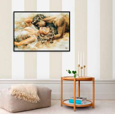 Poster - Kisses, 90 x 60 см, Framed poster on glass, Nude