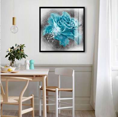 Постер - Ярко-голубая роза, 40 x 40 см, Холст на подрамнике