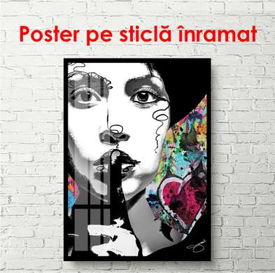 Poster - Portret abstract, 30 x 45 см, Panza pe cadru, Alb Negru