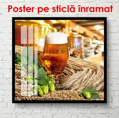 Постер - Холодное пиво, 100 x 100 см, Постер в раме, Еда и Напитки