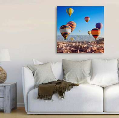 Poster - Balloons in the sky, 100 x 100 см, Framed poster
