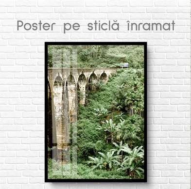 Постер - Мост в джунглях, 60 x 90 см, Постер на Стекле в раме, Природа