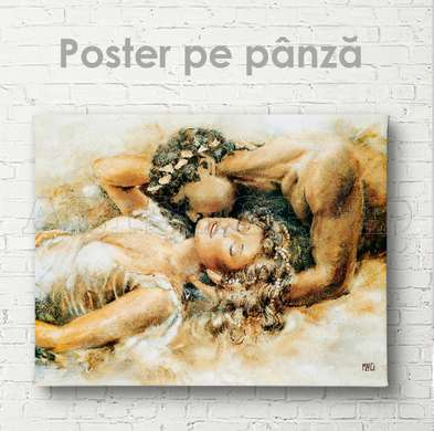 Poster - Kisses, 90 x 60 см, Framed poster on glass, Nude