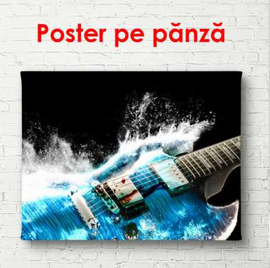 Poster - Chitara albastră, 90 x 60 см, Poster inramat pe sticla