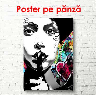 Poster - Abstract portrait, 30 x 45 см, Canvas on frame, Black & White