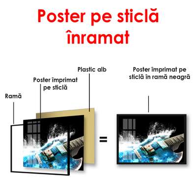 Poster - Chitara albastră, 90 x 60 см, Poster inramat pe sticla