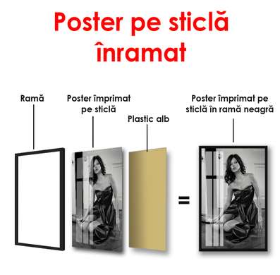 Poster - Kate Moss într-o rochie, 60 x 90 см, Poster înrămat, Persoane Celebre