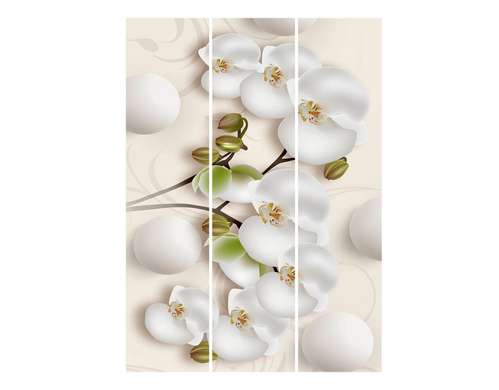 Screen - Branches of a white orchid on a gentle background., 7