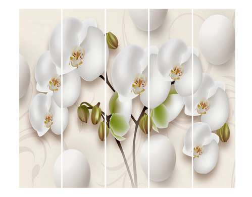 Ширма - Веточки белой орхидеи на нежном фоне., 7