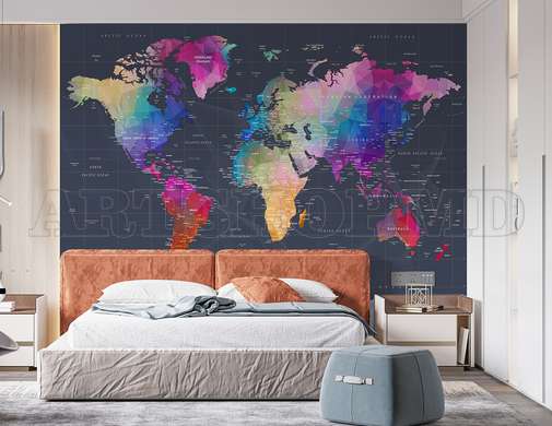 Wall mural - Colored world map