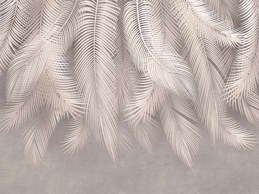 Фотообои - Gray beige palm leaves