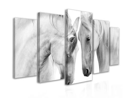 Modular picture, White horses, 206 x 115
