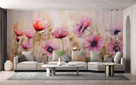 Фотообои - Painted poppy flowers