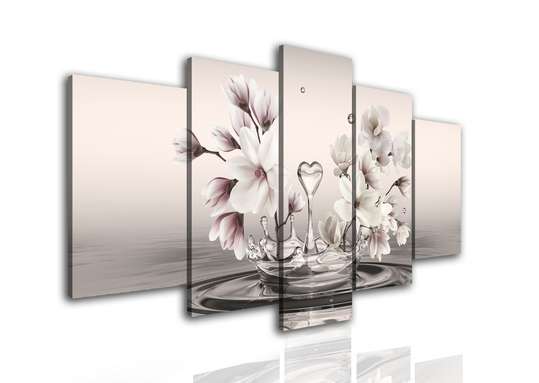 Modular picture, Delicate flowers on the background of water., 108 х 60