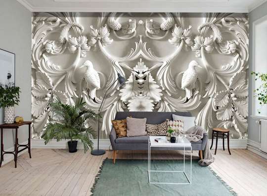 3D Wallpaper - Gypsum wall with patterns