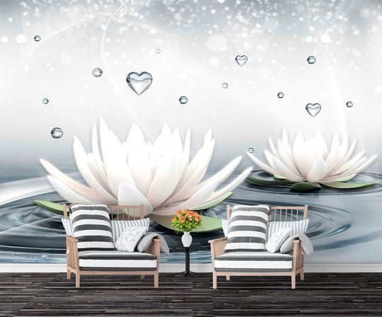 Fototapet, Flori de lotus pe apă