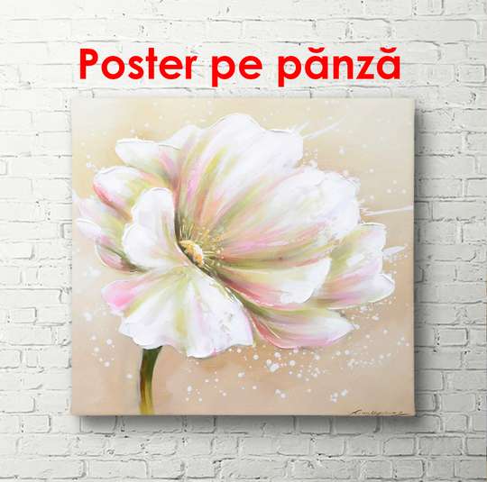 Постер - Белый цветок, 100 x 100 см, Постер в раме