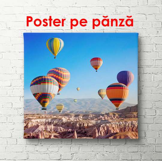Постер - Воздушные шары в небе, 100 x 100 см, Постер в раме
