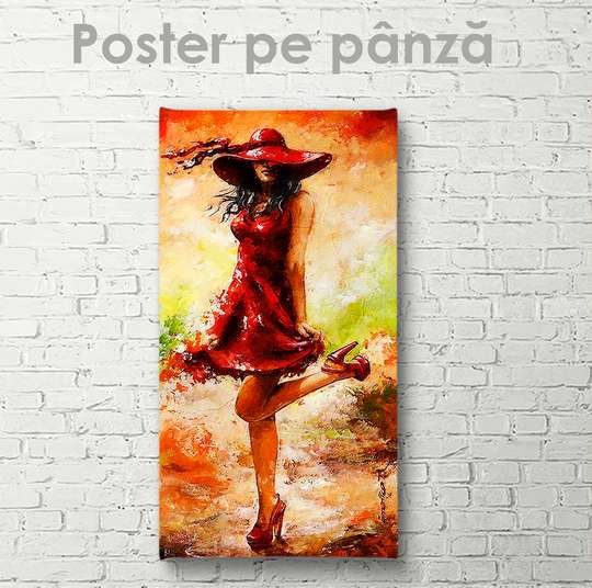 Poster - Fată în rochie de vară, 30 x 90 см, Panza pe cadru