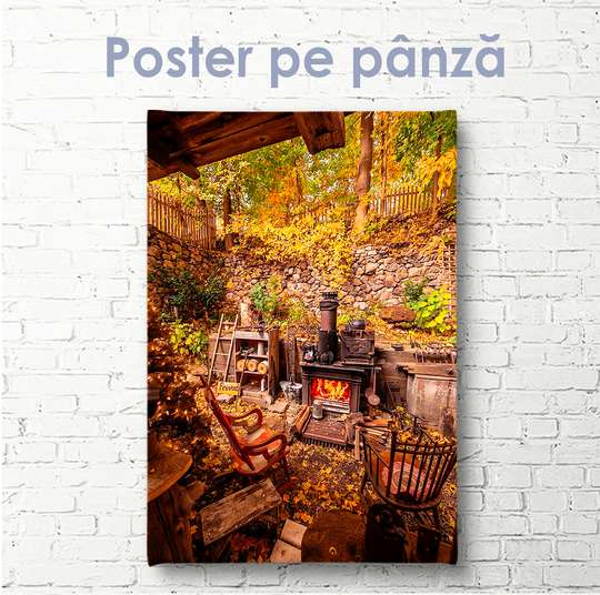 Постер - Осень на даче, 30 x 45 см, Холст на подрамнике