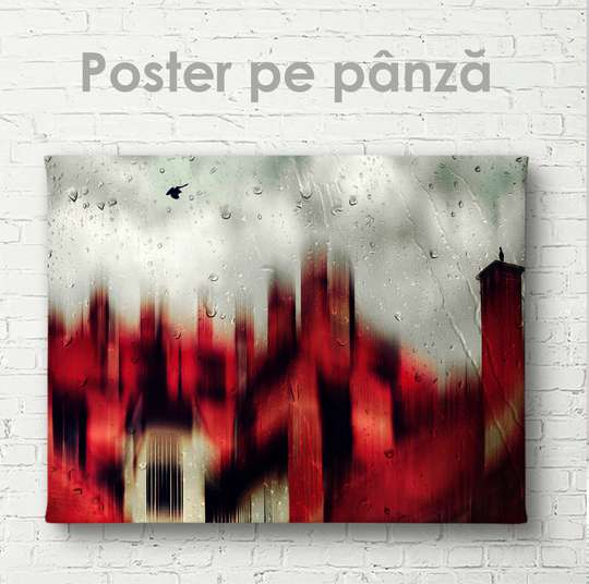 Постер - Красный город, 45 x 30 см, Холст на подрамнике