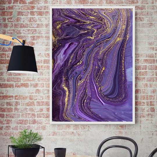 Framed Painting - Violet fluid art, 50 x 75 см